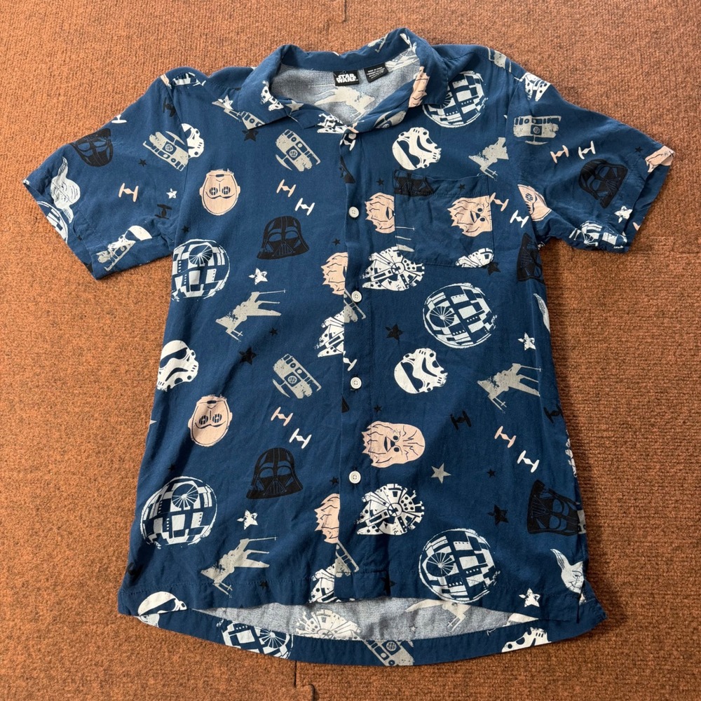 A+ shirt Star Wars Short Sleeve Button Down Shirt‎ Navy clone trooper Disney fit